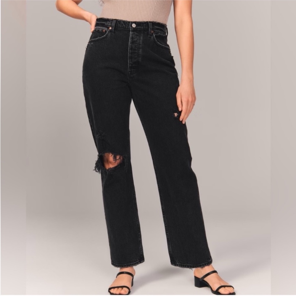 Abercrombie & Fitch Black The Dad High Rise Jeans - size 4/27 Long